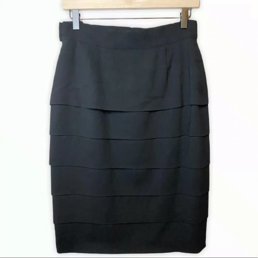 Escada Ruffle High Waisted Wool Skirt